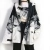 Juwas Retro Black Color Splash Oversize Jacket