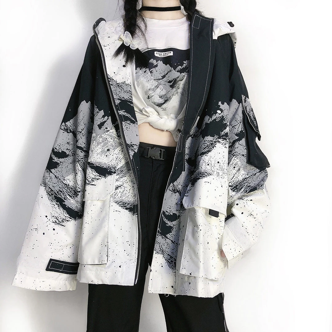 Juwas Retro Black Color Splash Oversize Jacket 3 Juwas Retro Black Color Splash Oversize Jacket
