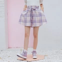 Juwas NEW ARRIVAL Kawaii Plaid Waist Wrap Shorts 9 Juwas NEW ARRIVAL Kawaii Plaid Waist Wrap Shorts