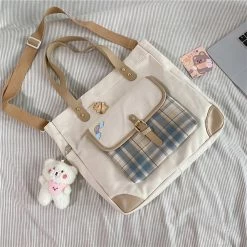 Juwas NEW ARRIVAL Plaid Convertible Canvas Shoulder Bag