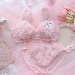 Juwas Cute Rabbit Furry Lingerie Set