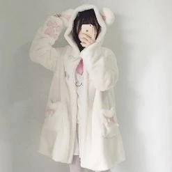 Juwas CLOTHING Cute Cat Ear Paws Plush Coat