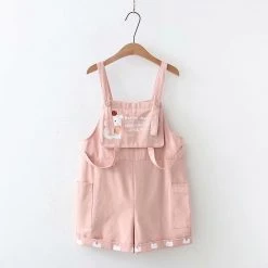 Juwas Bear Printed Short Overalls Jumper