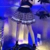 Juwas Pink Gothic Princess Plaid Ruffle Mini Skirt