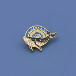 Juwas Cool Big Blue Whale Mini Brooch Pin
