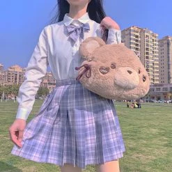 Juwas Japanese School Girl Blue Plaid Mini Skirt