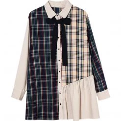 Juwas NEW ARRIVAL Chic Plaid Irregular Short Dress