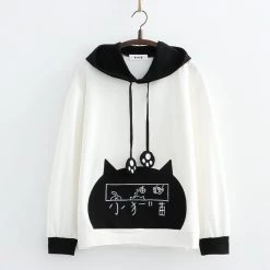 Juwas CLOTHING Japanese Cat Head Paw String Hoodie