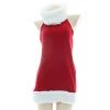 Juwas NEW ARRIVAL Sexy Red Christmas Pom Pom Halter Dress