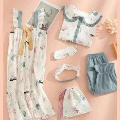 Juwas Adorable Cat Prints Sleepover Nightwear Set CLOTHING
