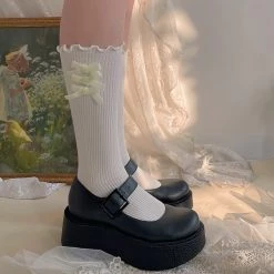 Juwas Velvet Bowknots Cotton Lolita Stockings NEW ARRIVAL