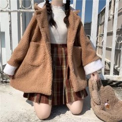 Juwas CLOTHING Cute Bear Ears Warm Cotton Coat