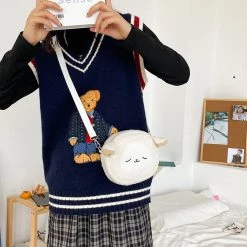 Juwas NEW ARRIVAL Cute Plush Lamb And Dog Mini Crossbody Bag