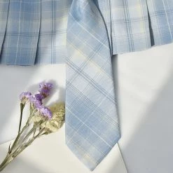 Juwas Japanese School Girl Blue Plaid JK Uniform Bow Tie & Ties
