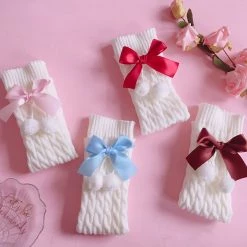 Juwas CLOTHING Bow Knot Ball Warmers