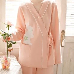 Juwas CLOTHING Cute Rabbit Flowers Print Cotton Pajamas Set 12 Juwas CLOTHING Cute Rabbit Flowers Print Cotton Pajamas Set