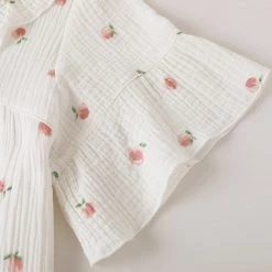 Juwas Cherry Print Cotton Short Sleeve Pajamas Dress CLOTHING