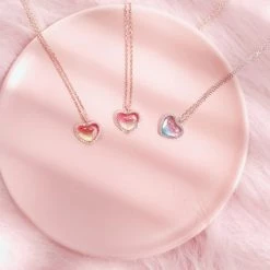 Juwas NEW ARRIVAL Lovely Peach Heart Silver Necklace