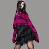 Juwas Gothic Cat Black Pink Knitted Sweater Top CLOTHING