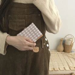 Juwas Kawaii Checkered Bear Square Wallet
