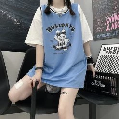 Juwas Bear Letters Print Round Collar Sleeveless Streetwear Vest NEW ARRIVAL