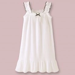 Juwas Sweet Ruffle Sleeveless Pajamas Dress CLOTHING