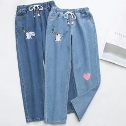 Juwas NEW ARRIVAL Cartoon Animal Embroidery Coat Tie Shirt Denim Pants