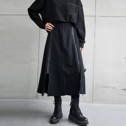 Juwas Gothic Irregular Zipper A-line Skirt NEW ARRIVAL