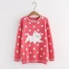Juwas Puppy Embroidery Polka Dots Sweater