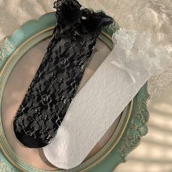 Juwas Princess Double Layers Lace Tulle Bowknot Lolita Stockings CLOTHING