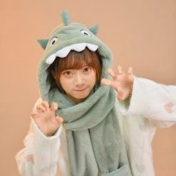 -Juwas Cute Character Winter Scarf With Pocket And Hood