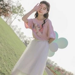 Juwas NEW ARRIVAL Kawaii Summer Lace Flared A-Line Skirt