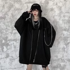 Juwas NEW ARRIVAL Cheeky Black Bunny Ears Oversize Sweater Hoodie
