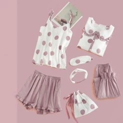 Juwas Kawaii Lavender Polka Dots Sleepwear Set