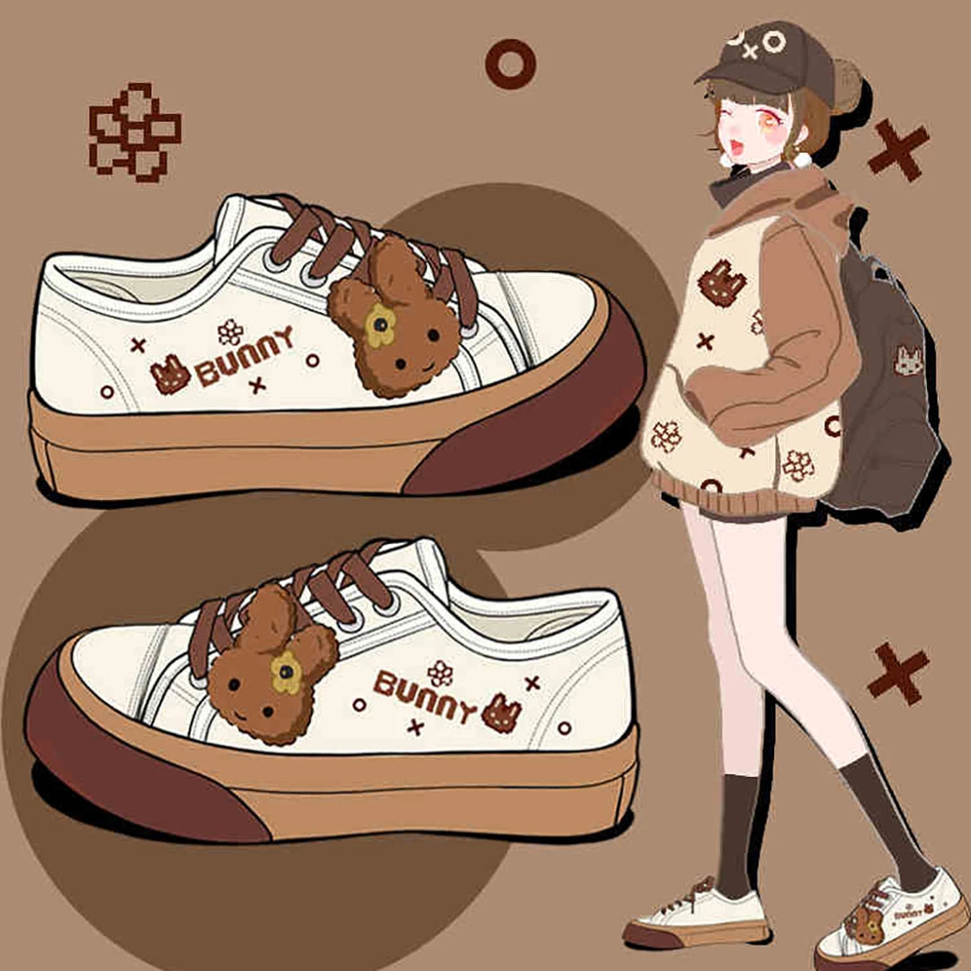 Juwas Cute Bunny Milk Tea Canvas Sneaker 3 Juwas Cute Bunny Milk Tea Canvas Sneaker