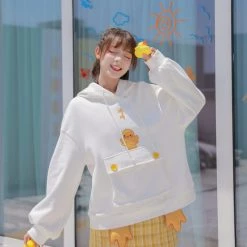 Juwas.com Online Store Sweet Korean Duck Loose Hoodie Matching Best Friends