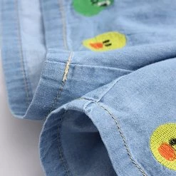 Juwas Kawaii Embroidered Friends Denim Short Pants NEW ARRIVAL