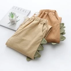 Juwas Kawaii 3D Fin Monster Khaki Capri Pants CLOTHING