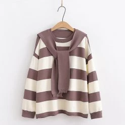 Juwas Sailor Collar Stripe Hoodie NEW ARRIVAL