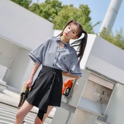 Juwas Kawaii Cross Uniform Set- Polo And Skirt NEW ARRIVAL