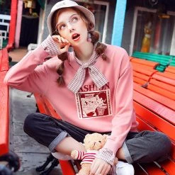 Juwas CLOTHING Kawaii Graphic Fake Undershirt Pink Sweater