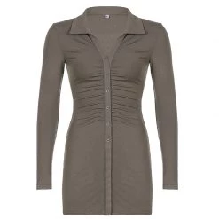 Juwas CLOTHING Sexy Button Up Solid Bodycon Dress 17 Juwas CLOTHING Sexy Button Up Solid Bodycon Dress