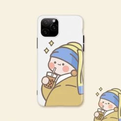 Juwas.com Online Store NEW ARRIVAL Milk Tea Girl And Van Gogh IPhone Case