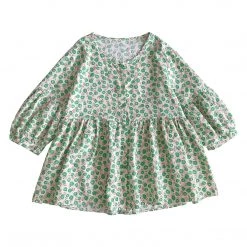 Juwas NEW ARRIVAL Vintage Floral Round Collar Loose Cotton Shirt