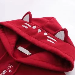 Juwas Kitty Embroidery Pocket Hoodie CLOTHING 15 Juwas Kitty Embroidery Pocket Hoodie CLOTHING