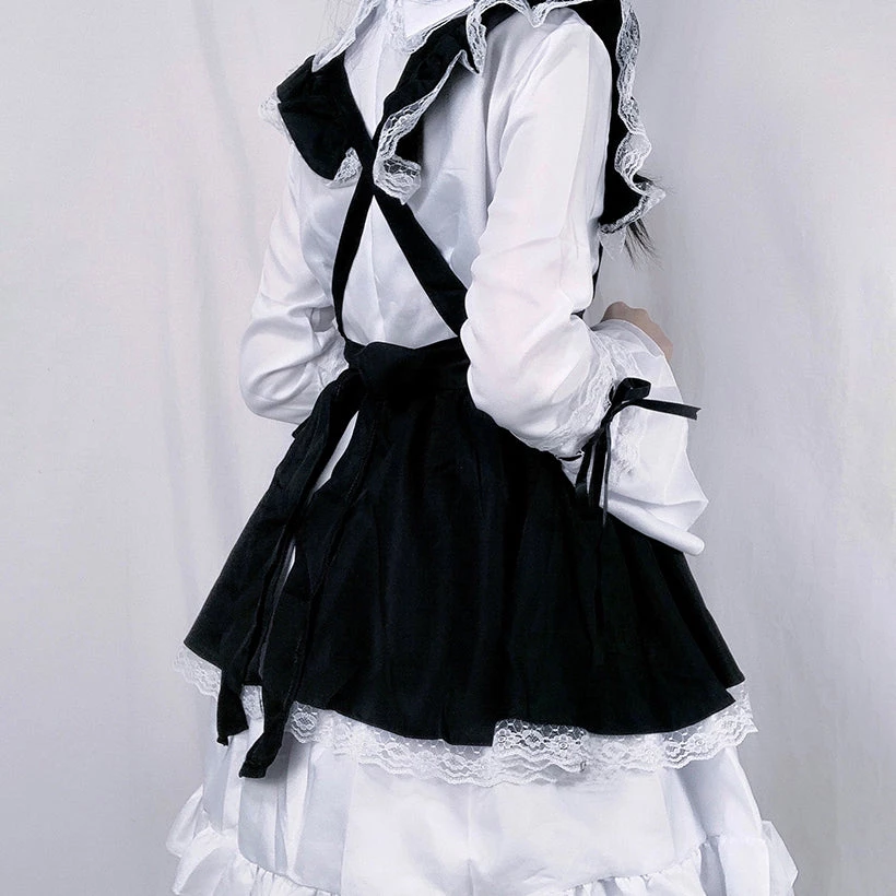 Juwas Lolita Maid Front Bow Lace Up Mini Dress 7 Juwas Lolita Maid Front Bow Lace Up Mini Dress