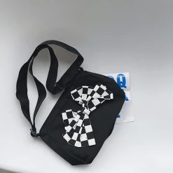 Juwas NEW ARRIVAL Vintage Checker Canvas Shoulder Bag