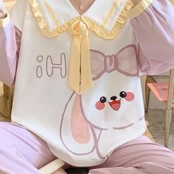 Juwas NEW ARRIVAL Cute Cartoon Rabbit Print Pajamas Set