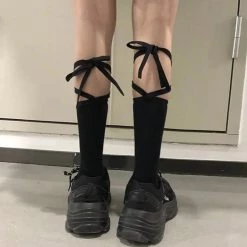 Juwas NEW ARRIVAL Classic Lace Up Tie High Ankle Socks