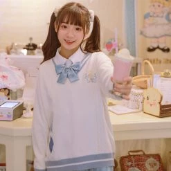 Juwas Cute School Uniform Long Sleeve Sweater